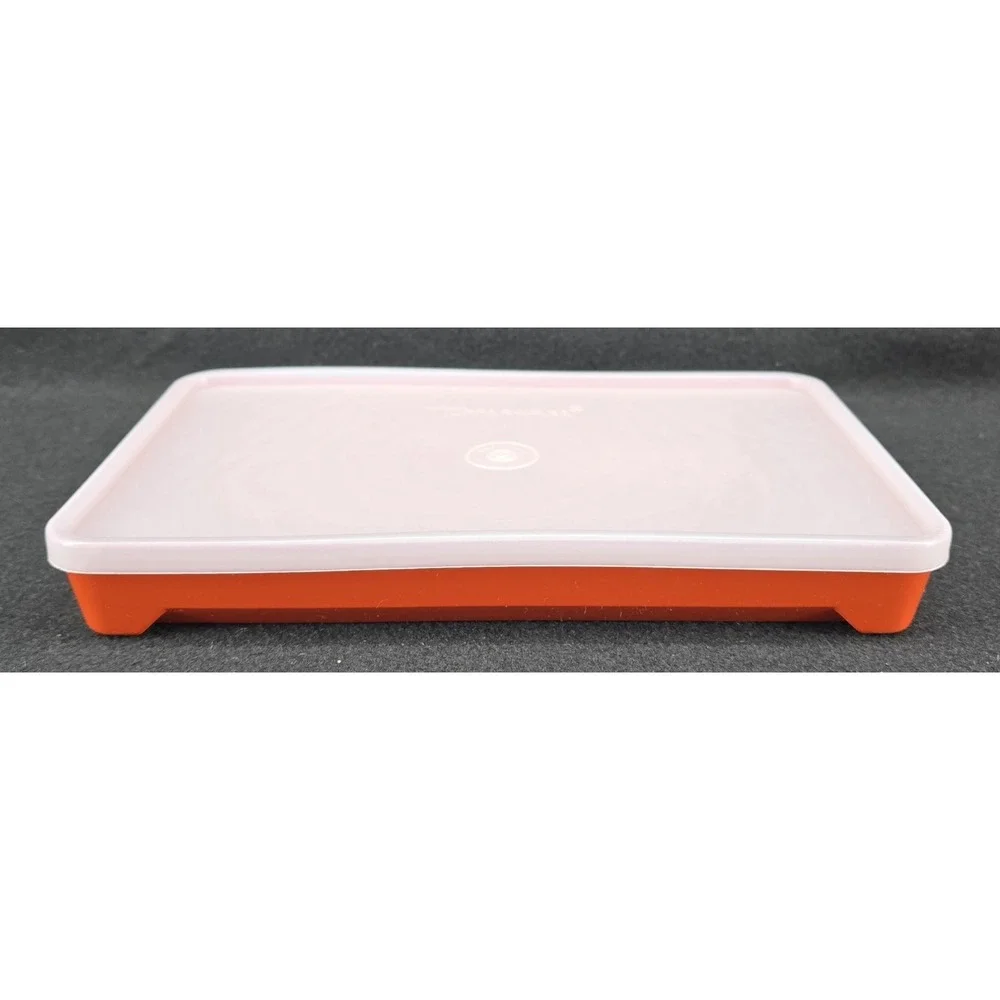 Vtg Tupperware Deli Meat Keeper 1292 W/Lid Paprika Orange Marinade Hot Dog Grill